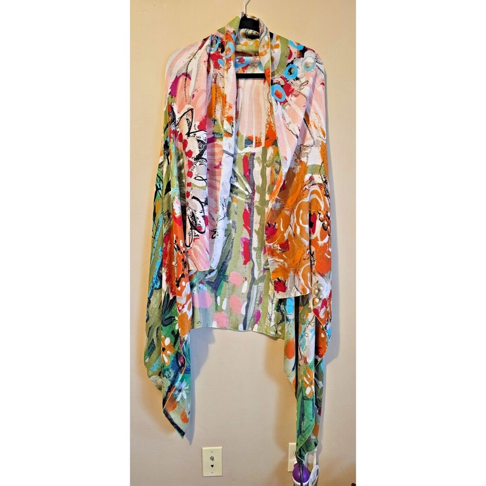 Demarco Scarf Vest - Colorful Polyester 63”W x 40" L NWT
